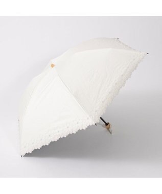 UNBILLION カシュネ cachenez / 【晴雨兼用】【日傘】 【UV カット率99.999.9％以上】PU軽量フラワー刺繍ミニ折りたたみ傘 ホワイト