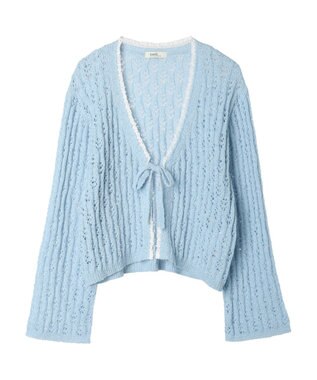 earth music&ecology テープヤーンリボンカーディガン Light Blue