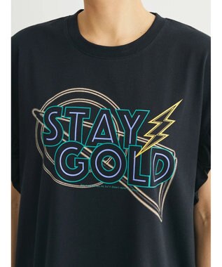 Green Parks ・ＤｏｕｂｌｅＦｌａｇｓ　フリルショルダープリントＴＥＥ Black