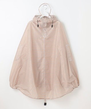 MOONBAT 【撥水】FLAT PURE サイクル レインポンチョ ボーダー 自転車 収納袋付き ベージュ