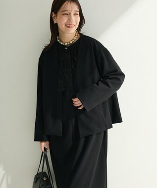 Green Parks Ｏ．洗えてストレッチ　ノーカラージャケット Black