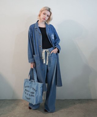 GRACE CONTINENTAL レタードデニムトート ブルー