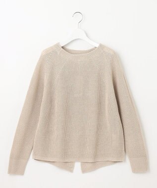 自由区 L 【カタログ掲載・WEB限定カラーあり・洗える】リネンミドルゲージボートネック ニット フラックス