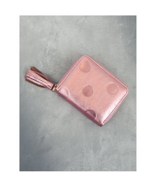 UNBILLION ペルケ perche / ドット型押し・ジャバラカードウォレット ピンク