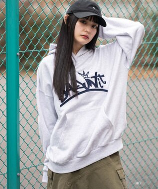 WEGO 【ユニセックス着用ITEM/SMLサイズ展開】グラフィックロゴプルパーカー アッシュグレー