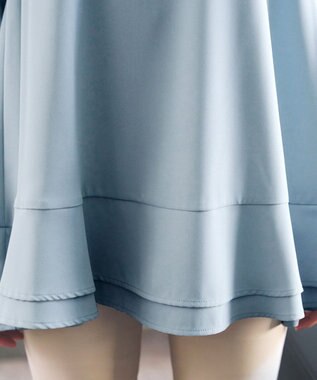 Tiaclasse 【洗える】裾フリルパフ袖チュニック ブルー