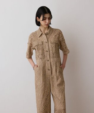 GRACE CONTINENTAL コードレースジャンプスーツ ベージュ