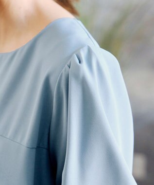 Tiaclasse 【洗える】裾フリルパフ袖チュニック ブルー