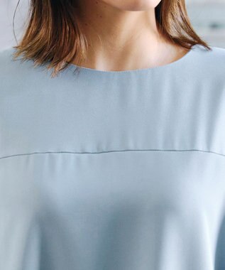 Tiaclasse 【洗える】裾フリルパフ袖チュニック ブルー