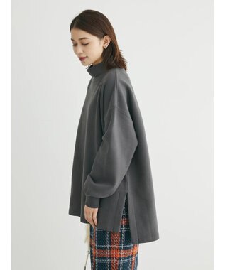 Green Parks Ｂｒｕｓｈｅｄ　タートル裏起毛チュニック Gray