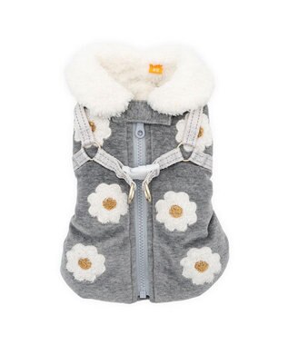 PET PARADISE ペットパラダイス アウターハーネス 《お花》 小型犬 グレー