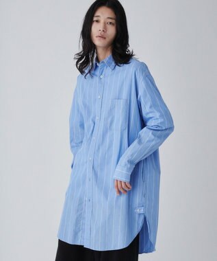 WEGO ストライプロングシャツ ブルーストライプ