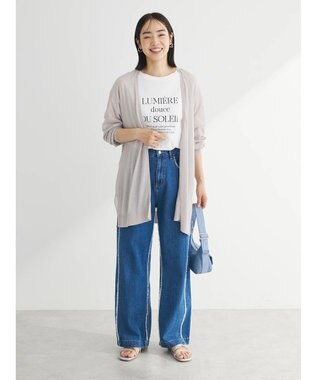 Green Parks 推しニット　ゆったりミドル丈カーディガン Light Gray