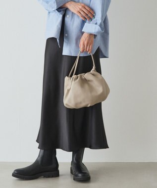 russet レザー巾着4WAYショルダーバッグ(CE-1454) GrayBeige