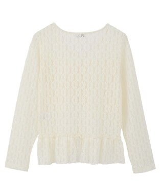 earth music&ecology レースフリルメローカーディガン Ivory