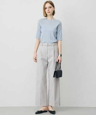 ICB L レースパターン ニット サックスグレー