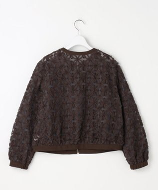 自由区 L 【17号サイズまで展開】テープエンブロイダリー ブルゾン ブラウン