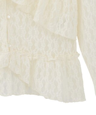 earth music&ecology レースフリルメローカーディガン Ivory