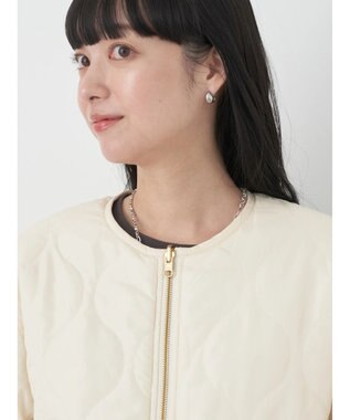 earth music&ecology ファー＆キルティングリバーシブルコート Ivory