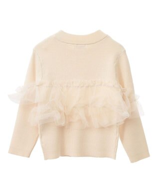 earth music&ecology 胸元チュールドッキングニットプルオーバー Ivory