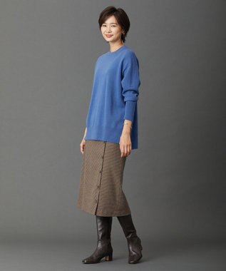 J.PRESS LADIES 【洗える】CASHMERE BLEND クルーネック ニット サックスブルー系