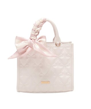 Maison de FLEUR スカーフ付きリボンキルティング2Wayスクエアトート Pink