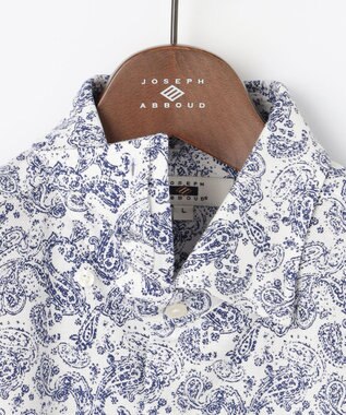 JOSEPH ABBOUD 【日本製ジャージー使用・清涼感・イージーケア】シャンブレー ペイズリープリント シャツ ホワイト系7