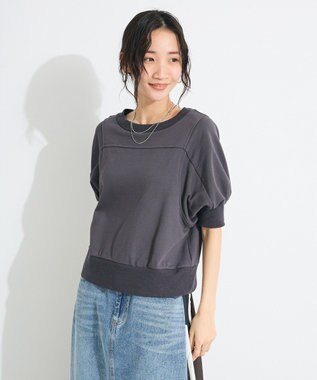 CRAFT STANDARD BOUTIQUE TC裏毛ボリュームハーフスリーブプルオーバー Black