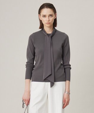 【洗える】 クロスコンビ ボウタイニット