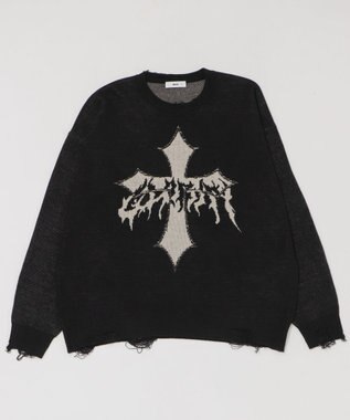 WEGO ダメージジャガードプルオーバー ブラック