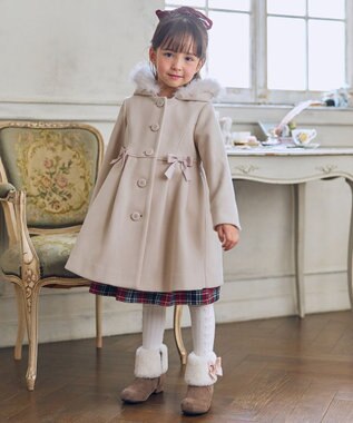 ANY KIDS リボン柄 ジャガードタイツ オフホワイト