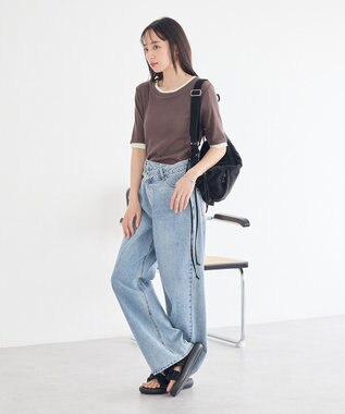 earth music&ecology レイヤードライクバイカラープルオーバー Brown