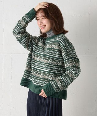 ANY 【洗濯機可能】ソフトアクリルスノージャガードニット グリーン