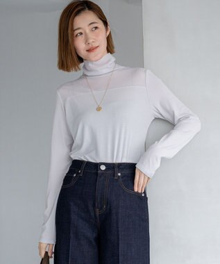 23区 【洗える】チュールフライス シアーハイネック カットソー