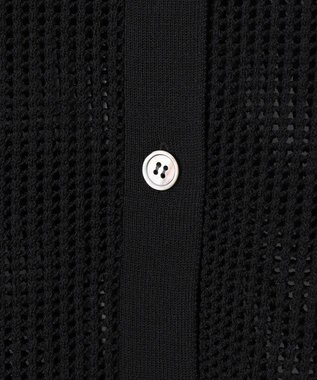 組曲 L 【先行予約・WEB限定・前後着用可】メッシュニット 襟付き半袖カーディガン ブラック系