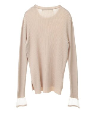 YECCA VECCA 袖口シアーリブニット Light Beige