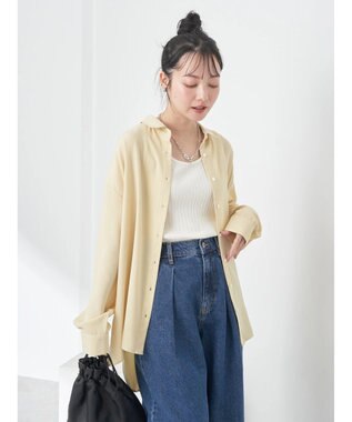 earth music&ecology バックボタンチュニック Yellow