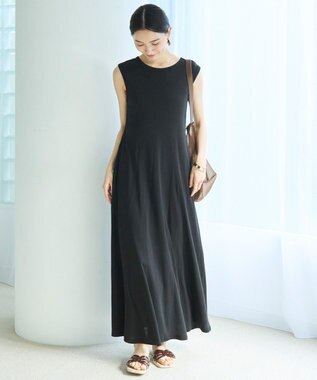 UNFILO ドライタッチフライス フレアワンピース ブラック