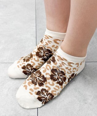 WEGO ハイビスカス柄ショートソックス