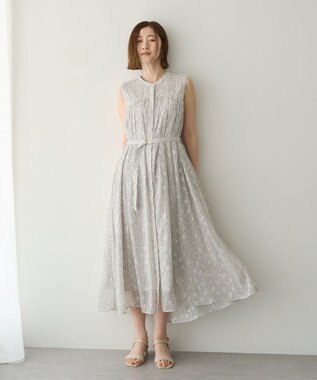 YECCA VECCA シアードット柄ギャザーワンピース