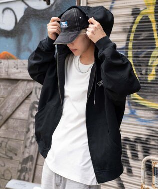 WEGO 【ユニセックス着用ITEM/MLサイズ展開】ワーカーズフードブルゾン ブラック