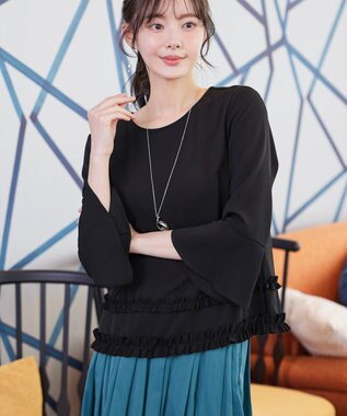 Tiaclasse L 【ブラウス×パンツ2点ット】フリルデザインセットアップ ブラック