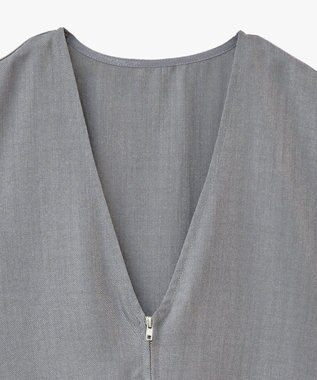 Green Parks 麻調ミディ丈ＺＩＰベスト Light Gray