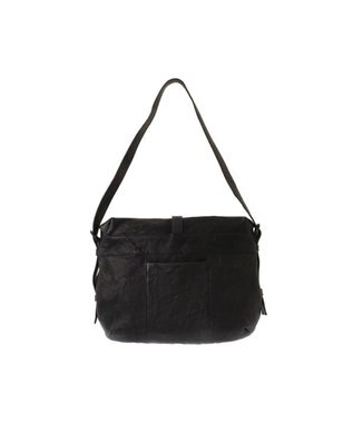 genten ゴートシュリンク かぶせ付ショルダーバッグ クロ