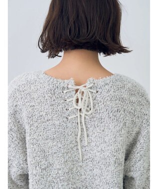 YECCA VECCA レースアップリボンヤーンニット Ivory
