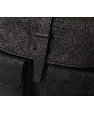 genten ゴートシュリンク かぶせ付ショルダーバッグ クロ