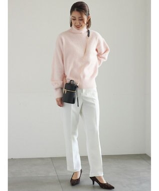 Te chichi 【宮本茉由着用】ハイネックフェザーニット ピンク