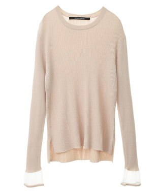 YECCA VECCA 袖口シアーリブニット Light Beige