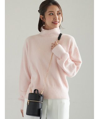 Te chichi 【宮本茉由着用】ハイネックフェザーニット ピンク