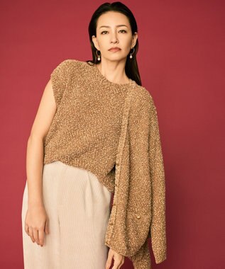 自由区 S 【カタログ掲載】ラメファンシーツイード カーディガン キャメル系